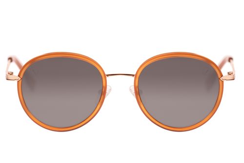 Óculos de Sol Unissex Western Redondo Flap Dourado