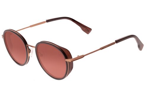 Óculos de Sol Unissex Western Redondo Flap Marrom