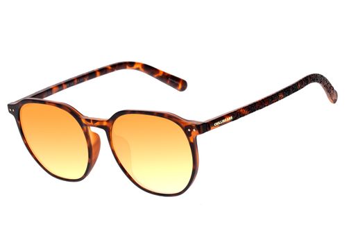 Óculos de Sol Unissex Western Redondo Ornamento Tartaruga
