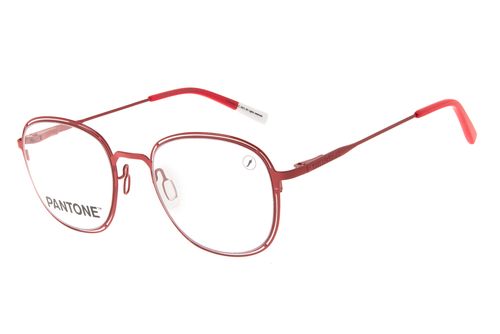Armação Para Óculos de Grau Unissex Pantone Metal Slim Vermelho