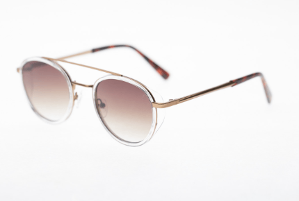 Óculos De Sol Unissex Good Vibes Redondo Flap Dourado