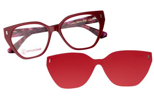Armação Para Óculos de Grau Feminino Behind The Colors Impulsionar Multi Cat Polarizado Vermelho