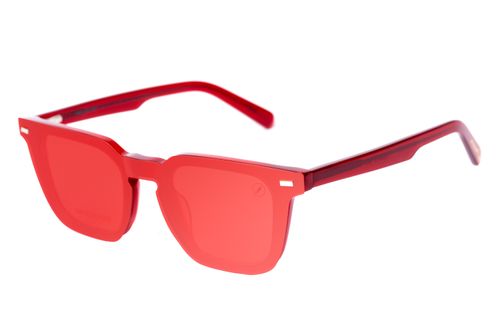 Armação Para Óculos de Grau Masculino Behind The Colors Impulsionar Multi Quadrado Polarizado Vermelho