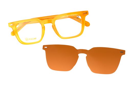 Armação Para Óculos de Grau Masculino Behind The Colors Focar Multi Quadrado Polarizado Amarelo