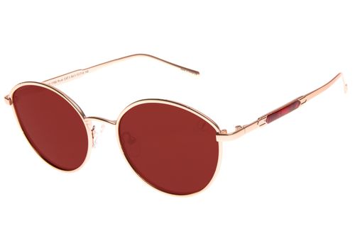 Óculos de Sol Feminino Gold Pedras E Cristais Redondo Vinho