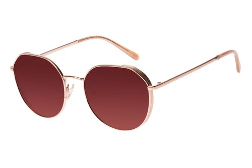 Óculos de Sol Feminino Western Banhado A Ouro Redondo Degradê Marrom