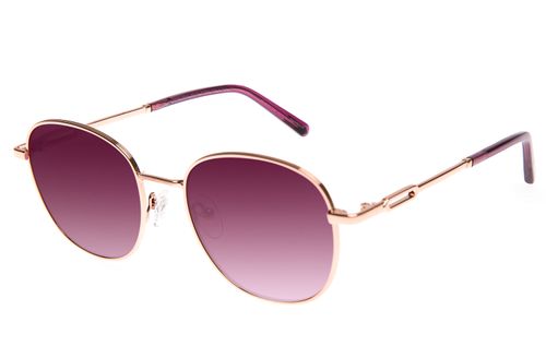 Óculos de Sol Feminino Gold Redondo Geometria Rosé
