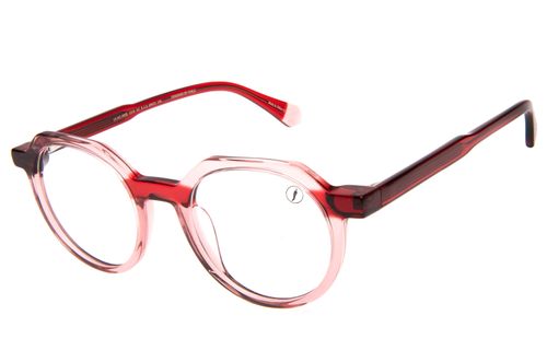 Armação Para Óculos de Grau Unissex Premium Redondo Facetado Vermelho