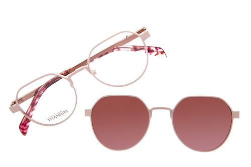 Armação Para Óculos De Grau Feminino Titanium Multi Polarizado Rosé