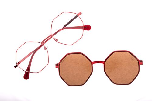 Armação Para Óculos De Grau Feminino Chilli Beans Hexagonal Multi Vermelho