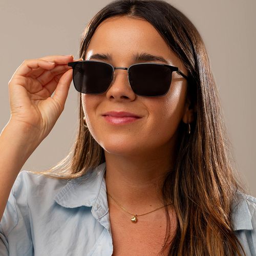 Óculos De Sol Masculino Titanium Quadrado Polarizado Preto