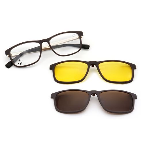Armação Para Óculos de Grau Masculino Resort Night Vision Multi Polarizado Marrom